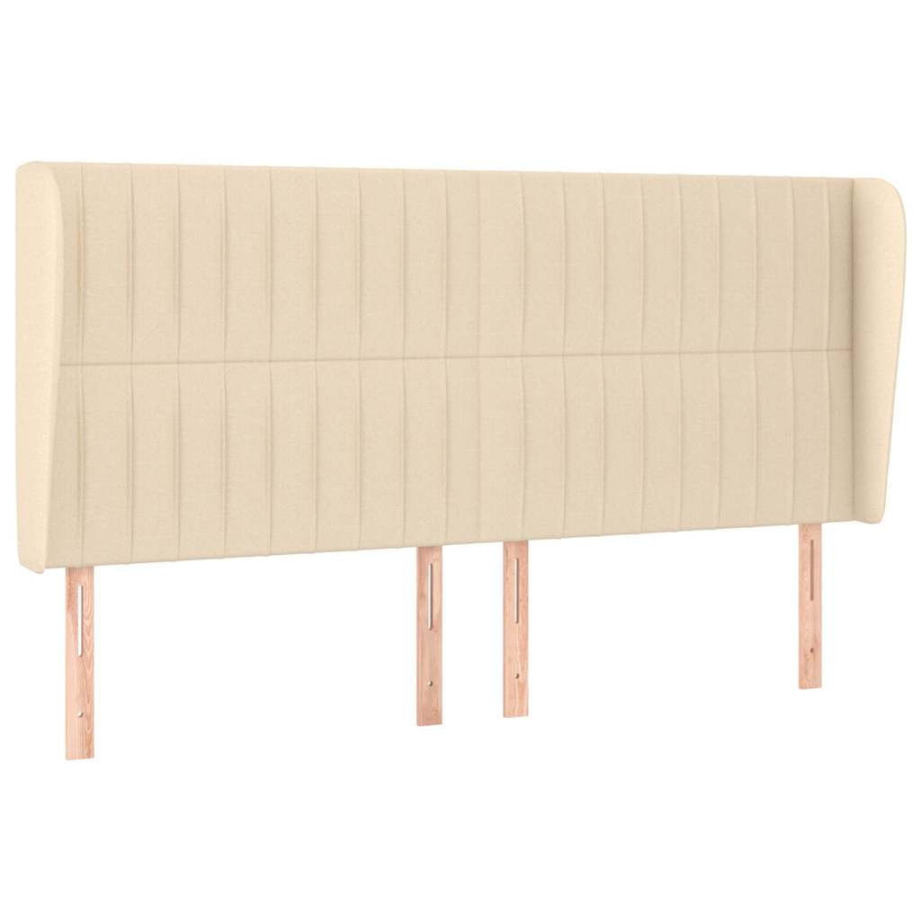 vidaXL Tăblie de pat cu aripioare, crem, 203x23x118/128 cm, textil