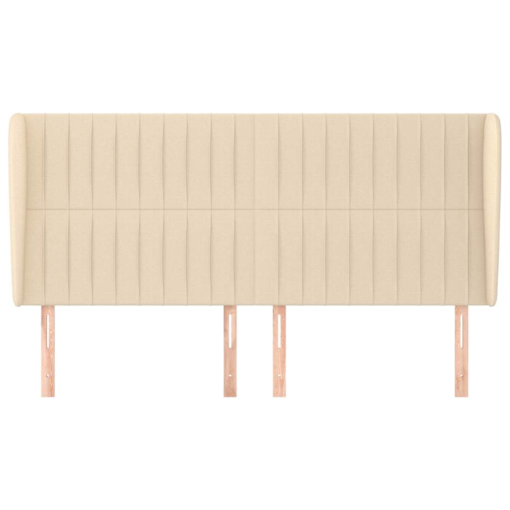 vidaXL Hoofdbord met randen 203x23x118/128 cm stof crèmekleurig, foto 2