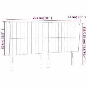 Čelo postele typu ušák krémové 203x23x118/128 cm textil - obrázek 9