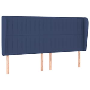 Čelo postele typu ušák modré 203x23x118/128 cm textil - obrázek 2