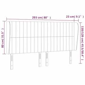 Čelo postele typu ušák modré 203x23x118/128 cm textil - obrázek 9