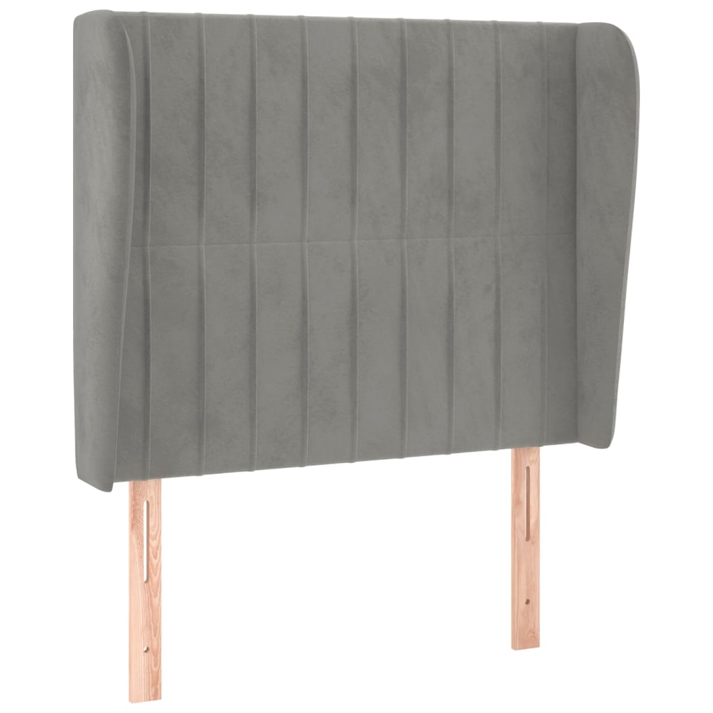 vidaXL Čelo postele typu ušák světle šedé 83 x 23 x 118/128 cm samet