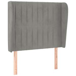 Čelo postele typu ušák světle šedé 83 x 23 x 118/128 cm samet - obrázek 2