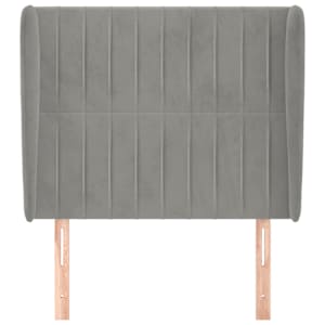Čelo postele typu ušák světle šedé 83 x 23 x 118/128 cm samet - obrázek 3