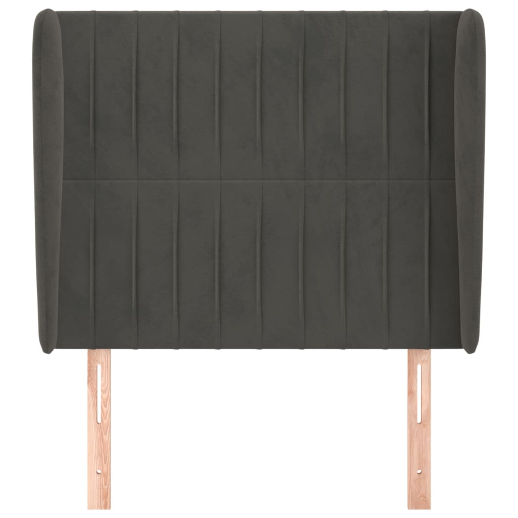 vidaXL Hoofdbord met randen 83x23x118/128 cm fluweel donkergrijs afbeelding