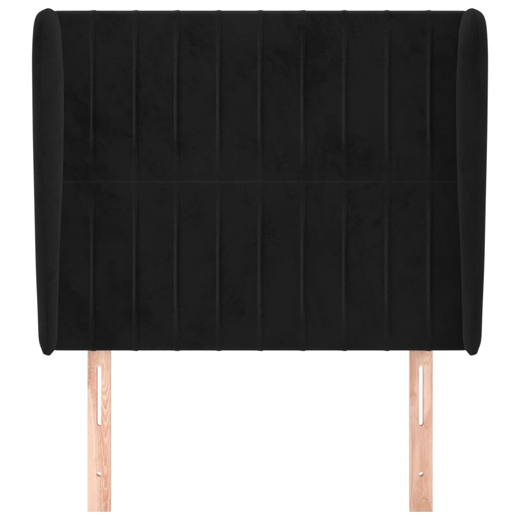 vidaXL Hoofdbord met randen 83x23x118/128 cm fluweel zwart afbeelding