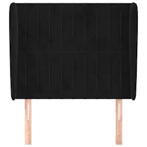 Čelo postele typu ušák černé 83 x 23 x 118/128 cm samet - obrázek 3