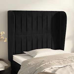 Čelo postele typu ušák černé 83 x 23 x 118/128 cm samet - obrázek 1