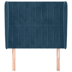 Čelo postele typu ušák tmavě modré 83 x 23 x 118/128 cm samet - obrázek 3