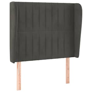 Čelo postele typu ušák tmavě šedé 93x23x118/128 cm samet - obrázek 2
