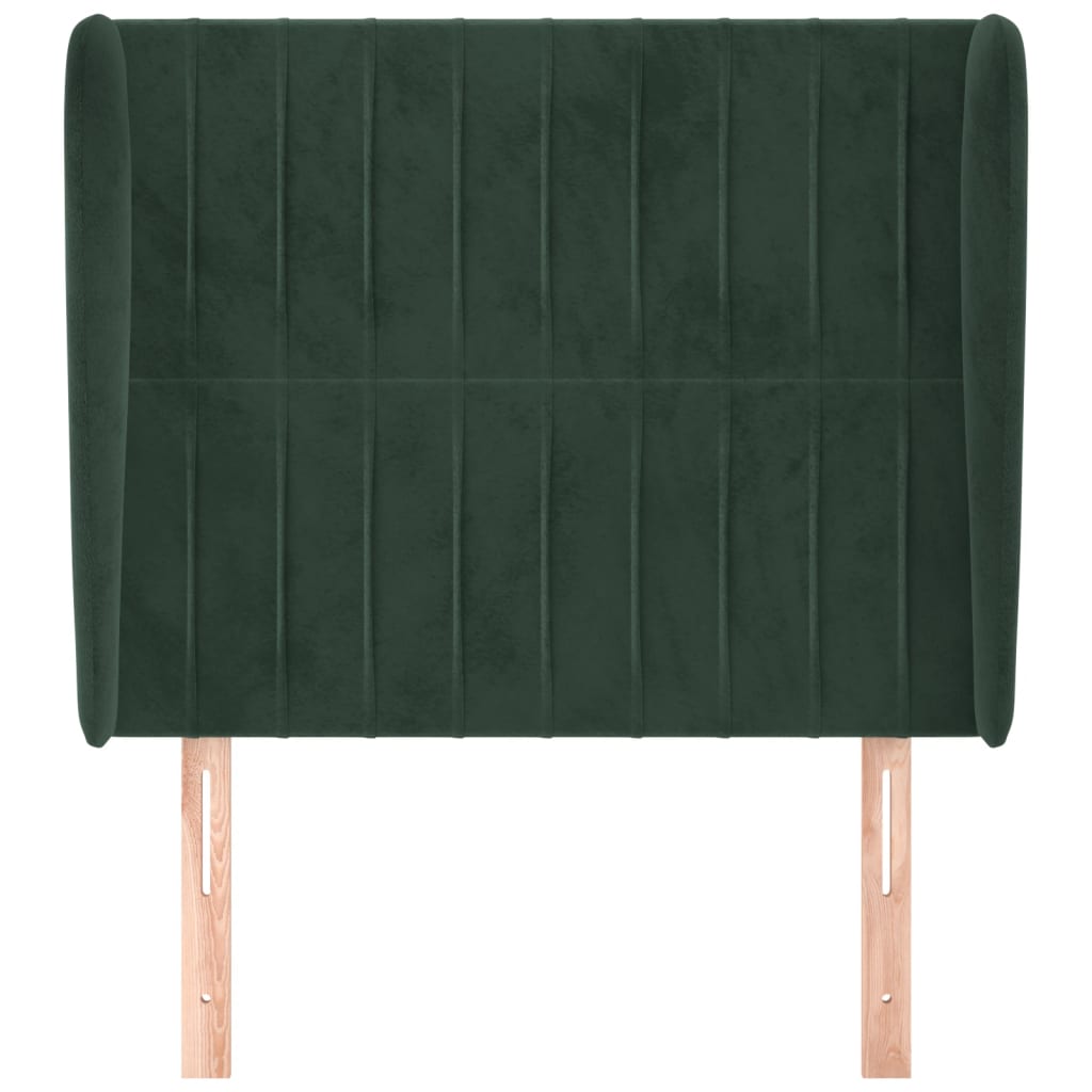 vidaXL Hoofdbord met randen 93x23x118/128 cm fluweel donkergroen afbeelding