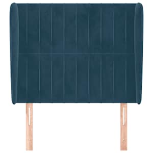 Čelo postele typu ušák tmavě modrá 93x23x118/128 cm samet - obrázek 3