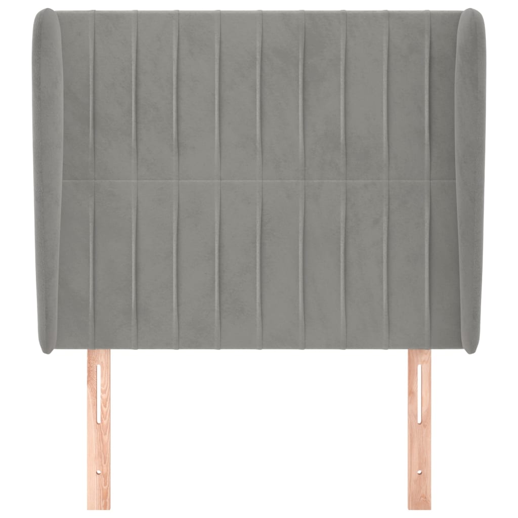vidaXL Hoofdbord met randen 103x23x118/128 cm fluweel lichtgrijs afbeelding