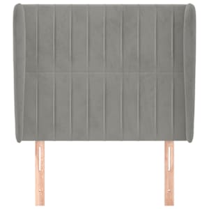 Čelo postele typu ušák světle šedé 103x23x118/128 cm samet - obrázek 3