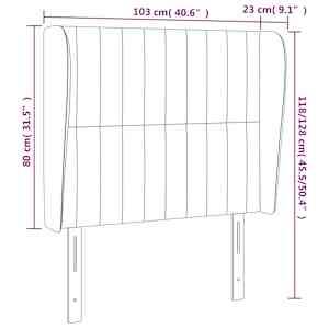 Čelo postele typu ušák světle šedé 103x23x118/128 cm samet - obrázek 9