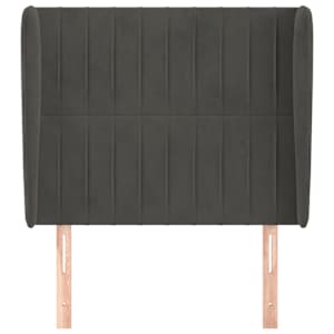 Čelo postele typu ušák tmavě šedé 103x23x118/128 cm samet - obrázek 3