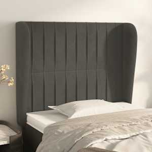 Čelo postele typu ušák tmavě šedé 103x23x118/128 cm samet - obrázek 1
