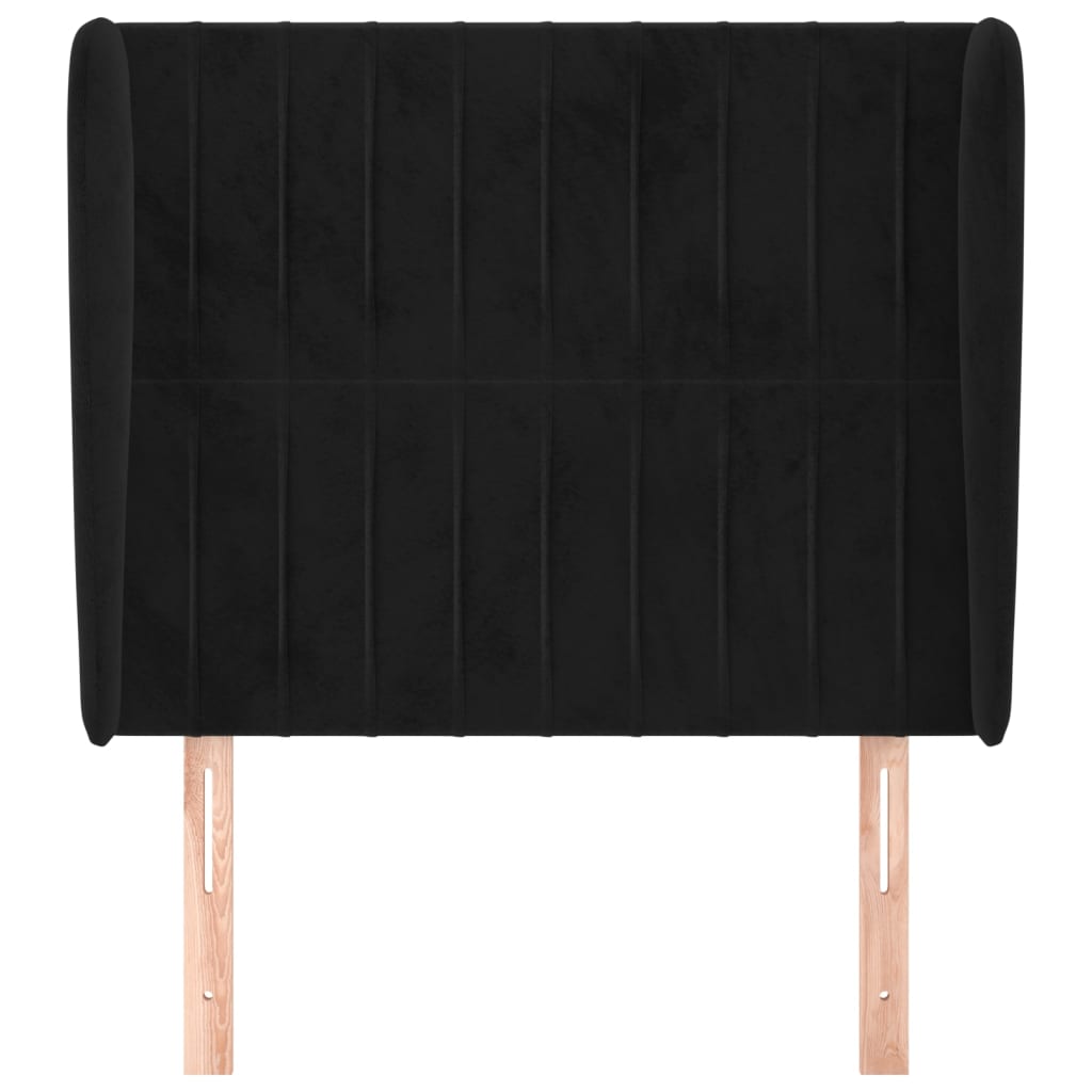 vidaXL Hoofdbord met randen 103x23x118/128 cm fluweel zwart afbeelding