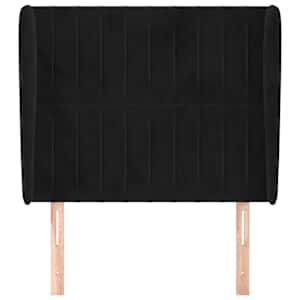Čelo postele typu ušák černé 103x23x118/128 cm samet - obrázek 3