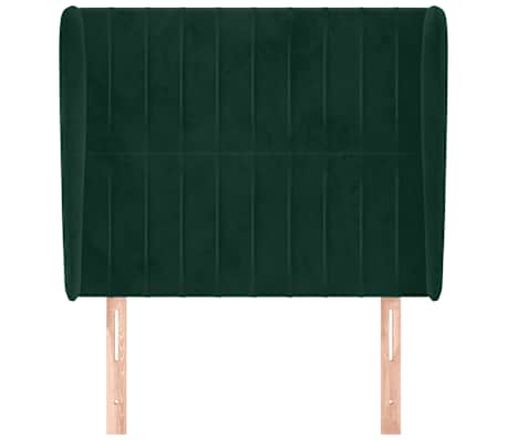 vidaXL Hoofdbord met randen 103x23x118/128 cm fluweel donkergroen