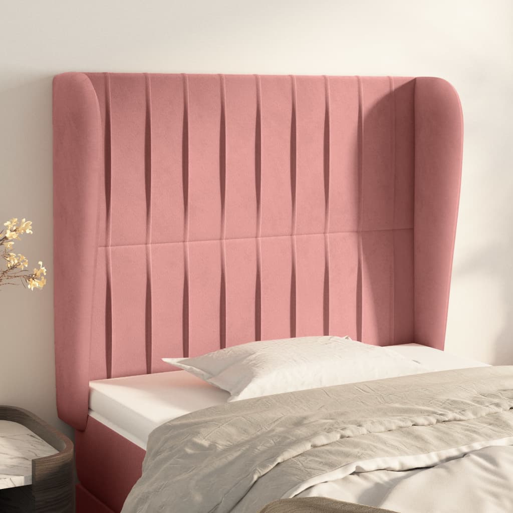 Tête de lit avec oreilles Rose 103x23x118/128 cm Velours