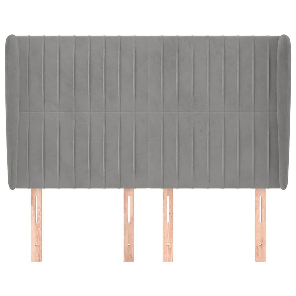 vidaXL Hoofdbord met randen 147x23x118/128 cm fluweel lichtgrijs grijs, foto 2