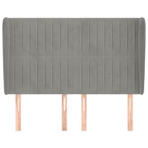 Čelo postele typu ušák světle šedé 147x23x118/128 cm samet - obrázek 3