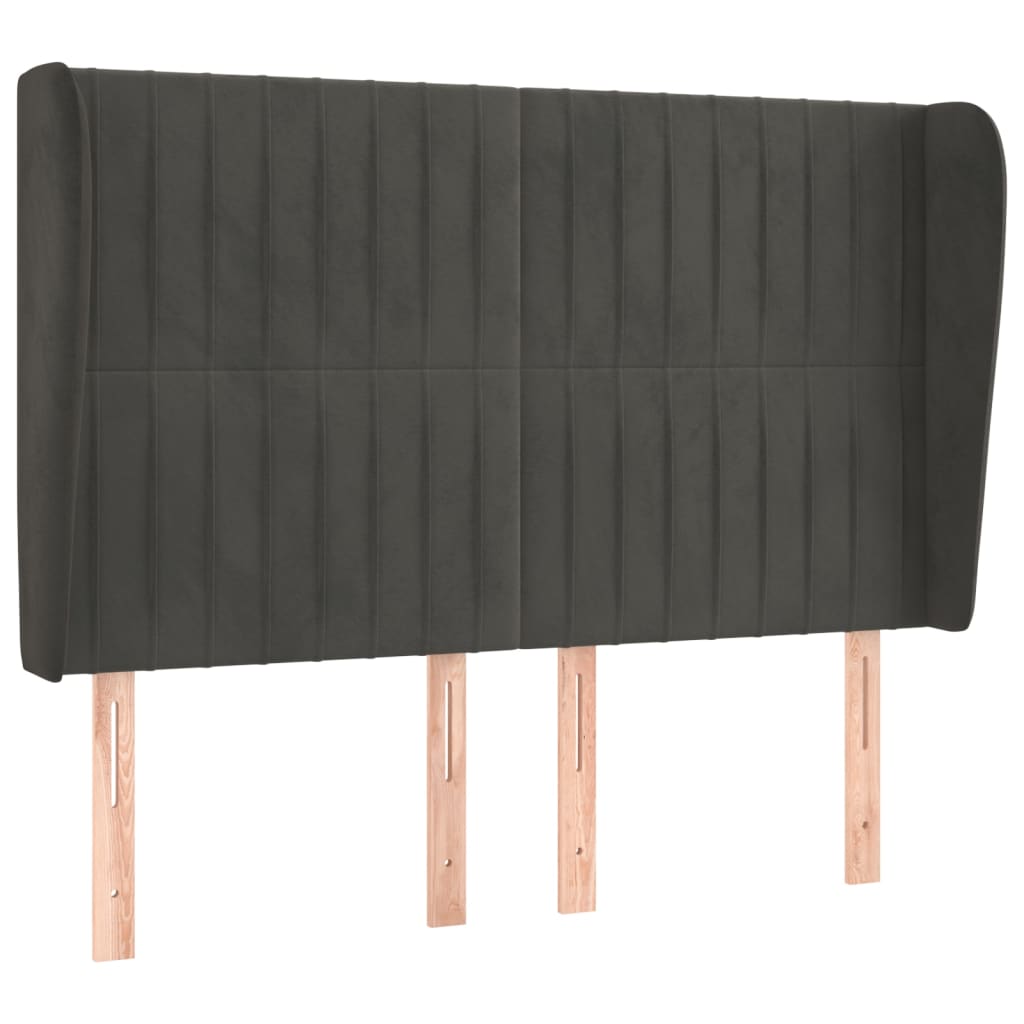 vidaXL Čelo postele typu ušák tmavě šedé 147x23x118/128 cm samet