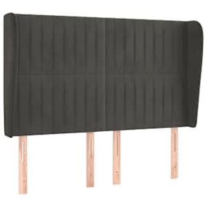 Čelo postele typu ušák tmavě šedé 147x23x118/128 cm samet - obrázek 2