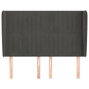 Čelo postele typu ušák tmavě šedé 147x23x118/128 cm samet - obrázek 3