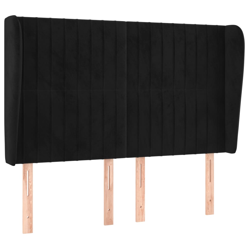 vidaXL Čelo postele typu ušák černé 147x23x118/128 cm samet