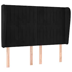 Čelo postele typu ušák černé 147x23x118/128 cm samet - obrázek 2