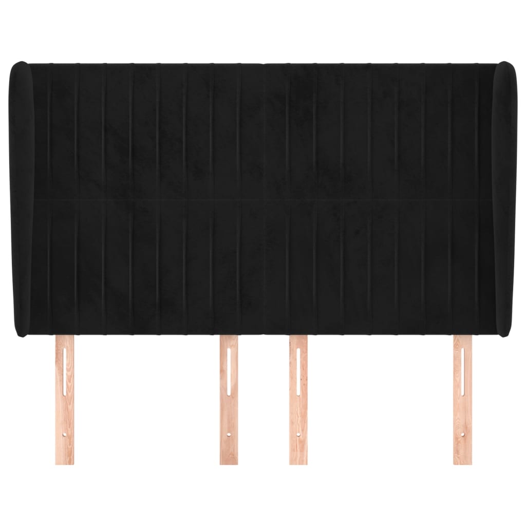 Thumbnail - vidaXL Kopfteil mit Ohren Schwarz 147x23x118/128 cm Samt