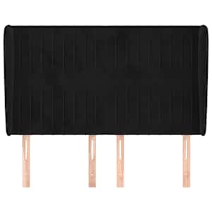 Čelo postele typu ušák černé 147x23x118/128 cm samet - obrázek 3