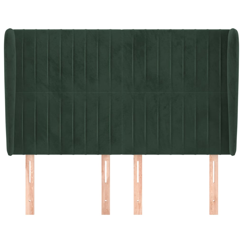 vidaXL Tăblie pat cu aripioare verde închis 147x23x118/128 cm catifea