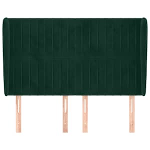 vidaXL Hoofdbord met randen 147x23x118/128 cm fluweel donkergroen