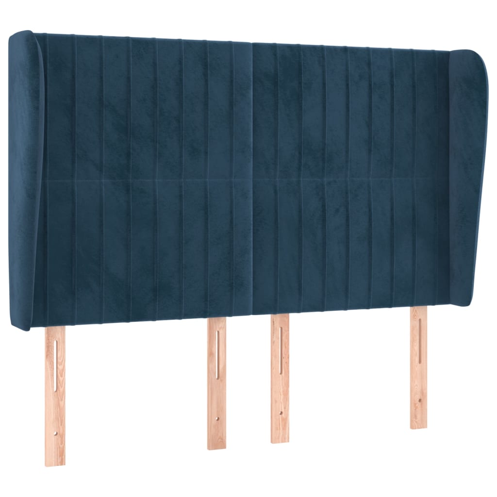 vidaXL Čelo postele typu ušák tmavě modrá 147x23x118/128 cm samet