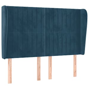 Čelo postele typu ušák tmavě modrá 147x23x118/128 cm samet - obrázek 2