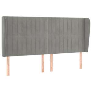 Čelo postele typu ušák světle šedé 163x23x118/128 cm samet - obrázek 2