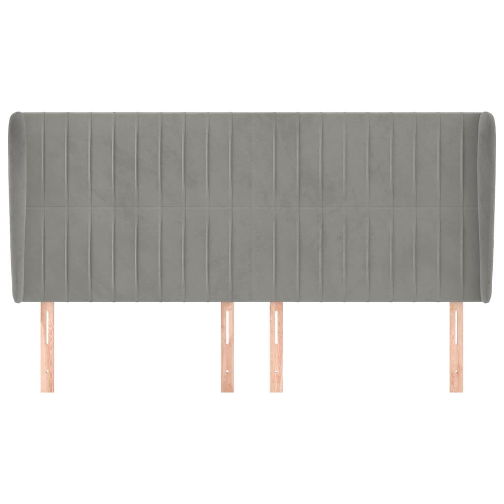 vidaXL Hoofdbord met randen 163x23x118/128 cm fluweel lichtgrijs afbeelding