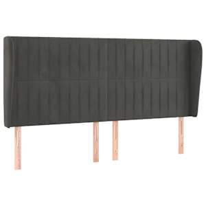 Čelo postele typu ušák tmavě šedé 163x23x118/128 cm samet - obrázek 2