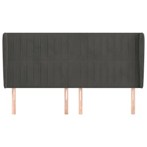 Čelo postele typu ušák tmavě šedé 163x23x118/128 cm samet - obrázek 3