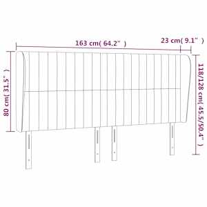 Čelo postele typu ušák tmavě šedé 163x23x118/128 cm samet - obrázek 9