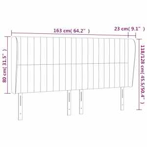 Čelo postele typu ušák černé 163x23x118/128 cm samet - obrázek 9