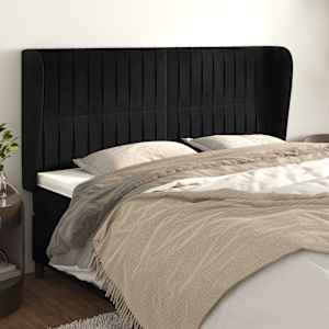 Čelo postele typu ušák černé 163x23x118/128 cm samet - obrázek 1