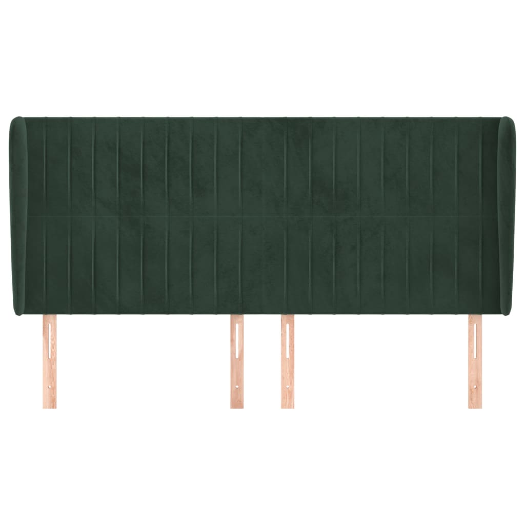 vidaXL Hoofdbord met randen 163x23x118/128 cm fluweel donkergroen afbeelding
