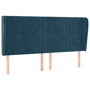 Čelo postele typu ušák tmavě modrá 163x23x118/128 cm samet - obrázek 2