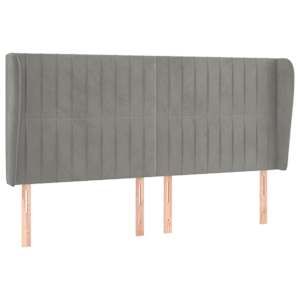 Čelo postele typu ušák světle šedé 183x23x118/128 cm samet - obrázek 2