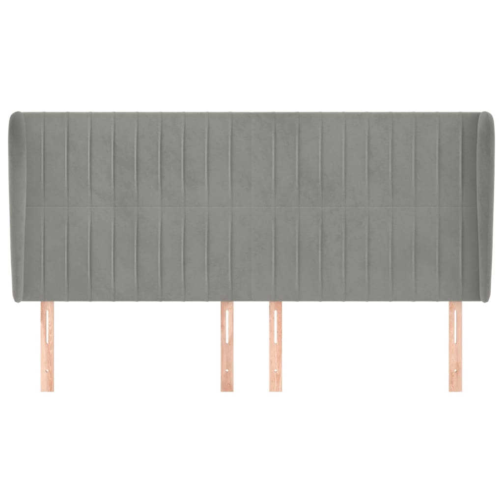 vidaXL Hoofdbord met randen 183x23x118/128 cm fluweel lichtgrijs afbeelding