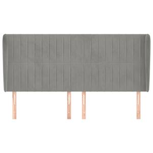 Čelo postele typu ušák světle šedé 183x23x118/128 cm samet - obrázek 3